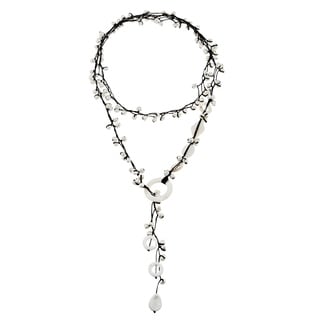 Cotton Pearl/ Quartz/ Mother of Pearl Wrap Lariat Necklace (3-6 mm) (Thailand)