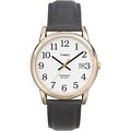 Timex Men's T2H291 Easy Reader Goldtone Case Black Leather Strap Watch