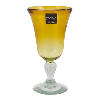 Set of 6 'Golden Amber' Blown Glass Goblets (Mexico)