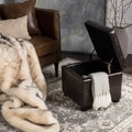 Maiden Square Tufted Brown Leather Ottoman