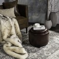 Safavieh Chelsea Cordovan Leather Round Tray Ottoman