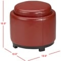 Chelsea Red Leather Round Tray Ottoman