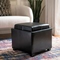Harrison Black Leather Tray Ottoman