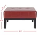 Safavieh Fulton Red Bicast Leather Square Ottoman