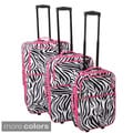 World Traveller Zebra Pattern Expandable 3-Piece Upright Luggage Set