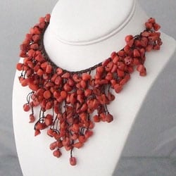 Handmade Red Coral V-Shape Waterfall Necklace (Thailand)