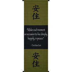 Low Price Cotton Live in Peace Symbol/ Thich Nhat Hanh Quote Scroll (Indonesia)