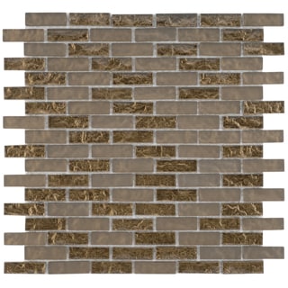 SomerTile 12x12-in Reflections Subway 5/8x2-in Empire Glass Mosaic Tile (Pack of 10)
