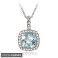 Glitzy Rocks Sterling Silver 2.35 CTW Gemstone and Diamond Accent Square Necklace