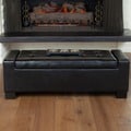 Christopher Knight Home Guernsey Black Leather Wood-frame Storage Ottoman (51 x 21 x 18)
