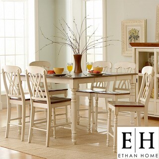 ETHAN HOME Mackenzie 7 Piece Casual Country White Dining Set