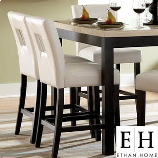ETHAN HOME Mendoza White Keyhole Counter Height Stool (Set of 2)