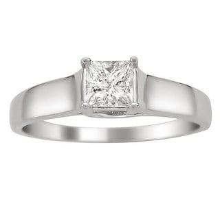 14k White Gold 1/4ct TDW Certified Princess Cut Diamond Ring (H-I, I1)