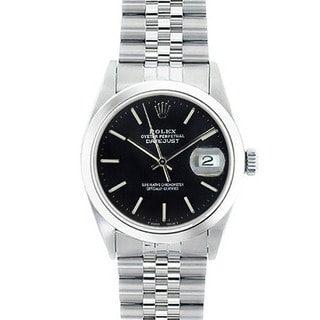 Pre-Owned Rolex Men's Datejust Black Dial Stainless Steel Watch