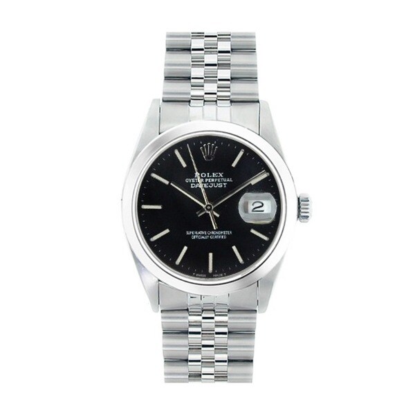 Pre-Owned Rolex Men's Datejust Black Dial Stainless Steel Watch