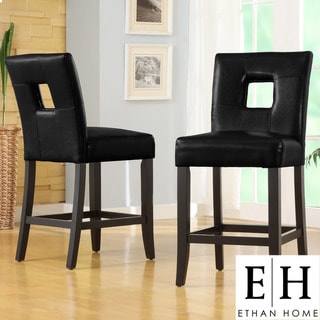 ETHAN HOME Mendoza Black Keyhole Counter Height Stool (Set of 2)
