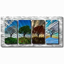 (_ _ ) Ash Carl 'Four Seasons Tree Landscape' Metal Wall Art