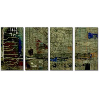 Low Price Ruth Palmer 'Green Feeling' 4-piece Metal Wall Art Set