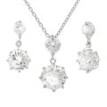 Sterling Silver Round CZ Necklace and Earring Set