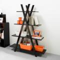 4-tier Black X-shape Bookcase