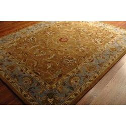 Handmade Heritage Shahi Brown/ Blue Wool Rug (12' x 18')