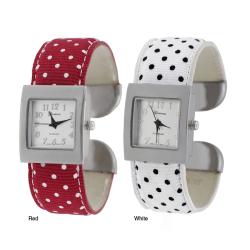 Geneva Platinum Women's Polka-dot Bangle Watch