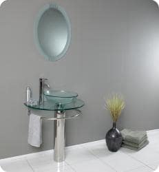 Buy Online Fresca Attrazione Glass/ Stainless Steel Bathroom Vanity with Frosted Edge Mirror