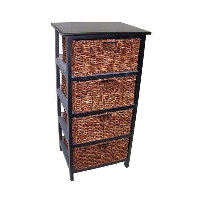 Compact Black Wood/ Maize 4basket Storage Shelf 13033928 Shopping Great