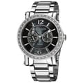 Akribos XXIV Men's Stainless Steel Swiss Day/ Date Diamond Watch
