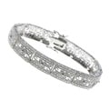 Sterling Silver 1/10ct TDW Diamond Filigree Flower Bracelet