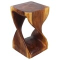12 inches Square x 20-inch Wooden Hand-carved Walnut Oil Twist Stool (Thailand)