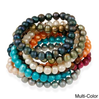 Glitzy Rocks Colored Freshwater Pearl Stretch Bracelet (8-9 mm)