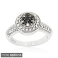 DB Designs Sterling Silver Black or Brown Diamond Accent Flower Ring