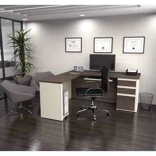 Bestar Prestige L-shaped Desk with Pedestal
