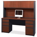 Bestar Prestige Credenza with Pedestals and Hutch