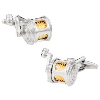 Cuff Daddy Rhodium Fishing Reel Cuff Links