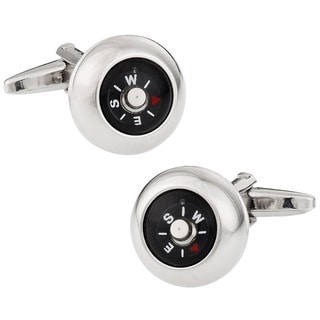 Cuff Daddy Rhodium Plated Functional Compass Cuff Links