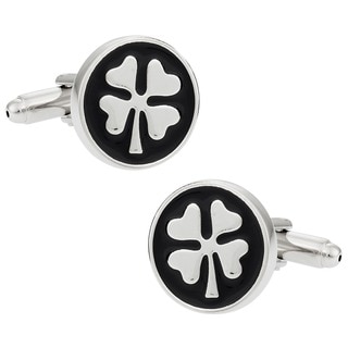 Cuff Daddy Rhodium Plated 4-leaf Clover Cuff Links