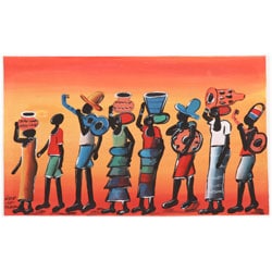 ( ._.) Chico 'Sunset Water Walk Village Scene' Canvas Art (Malawi)