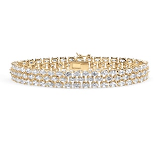 Ultimate CZ 14k Yellow Gold Overlay Clear Cubic Zirconia Tennis Bracelet