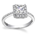 18k White Gold 3/4ct TDW Diamond Princess Cut Halo Engagement Ring