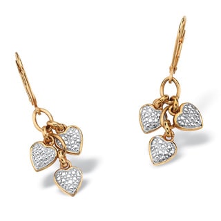 Isabella Collection 18k Gold over Silver Diamond Accent Heart Dangle Earrings