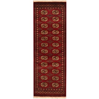 Herat Oriental Pakistan Hand-knotted Bokhara Red/ Ivory Wool Runner (2' x 6')