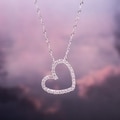 Miadora 10k White Gold 1/10ct TDW Diamond Heart Necklace