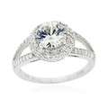 Icz Stonez Sterling Silver Round-cut Cubic Zirconia Bridal Engagement Ring