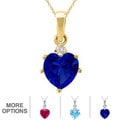10k Gold Birthstone and 1/50ct TDW Diamond Heart Necklace (G-H, SI1-SI2)