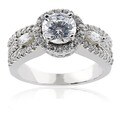 Icz Stonez Sterling Silver Round Cubic Zirconia Engagement Ring