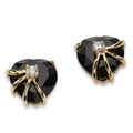 PalmBeach Heart-Shaped Genuine Onyx Cubic Zirconia Accent 14k Yellow Gold-Plated Stud Earrings Naturalist