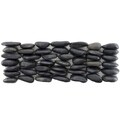 SomerTile 4x12-in Riverbed Horizon Black Natural Stone Mosaic Tile (Pack of 12)