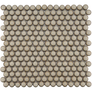 [1] SomerTile 12.25x12-in Penny 3/4-in Caffe Porcelain Mosaic Tile (Pack of 10)